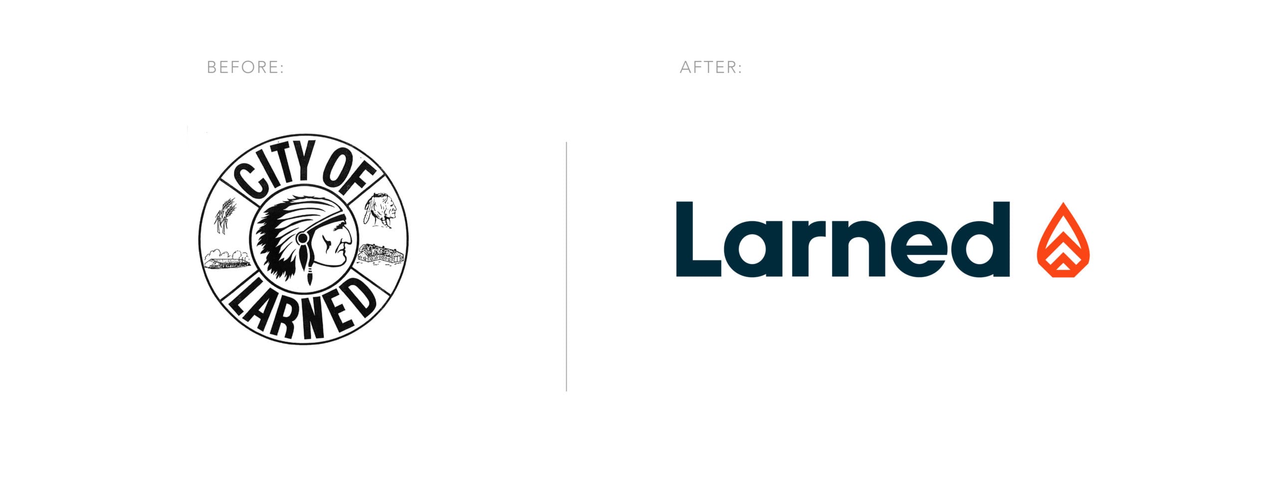 Larned Logos before and after